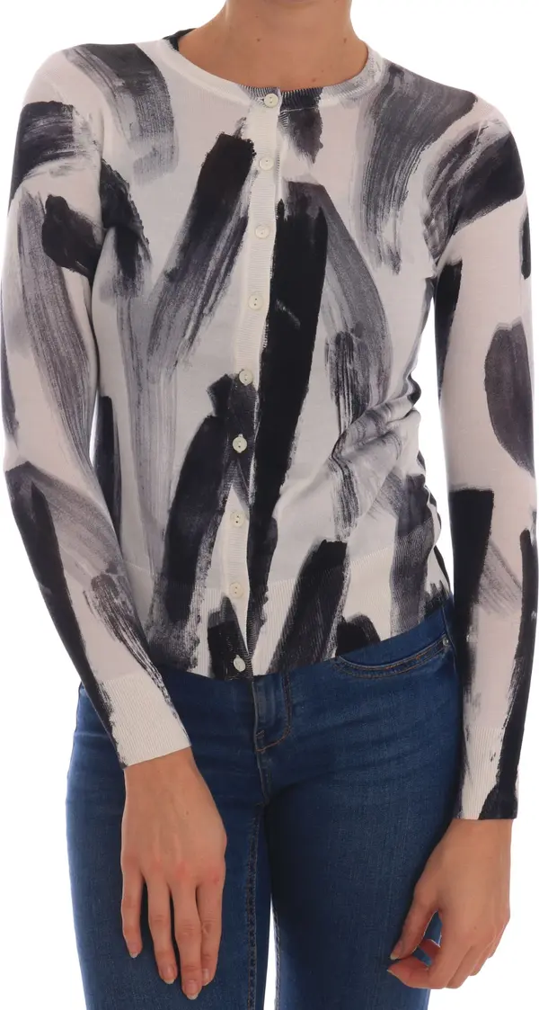 Cardigan Lightweight Silk Paint Stroke Sweater