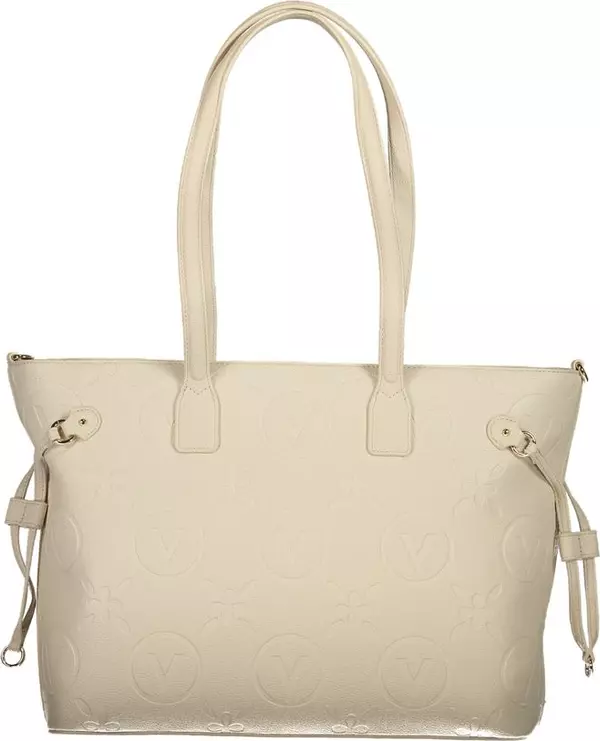 Beige Polyurethane Women's Bag with Adjustable Straps