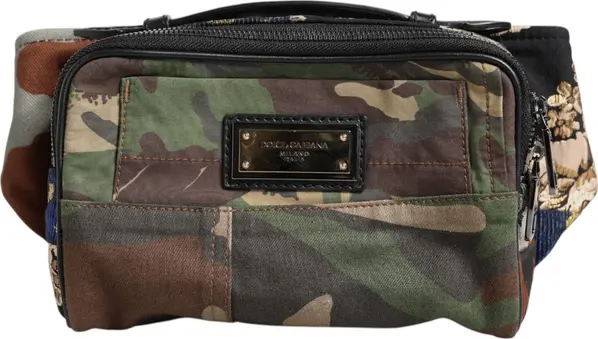 Multicolor Camouflage Patchwork Logo Waist Fanny Pack Bag