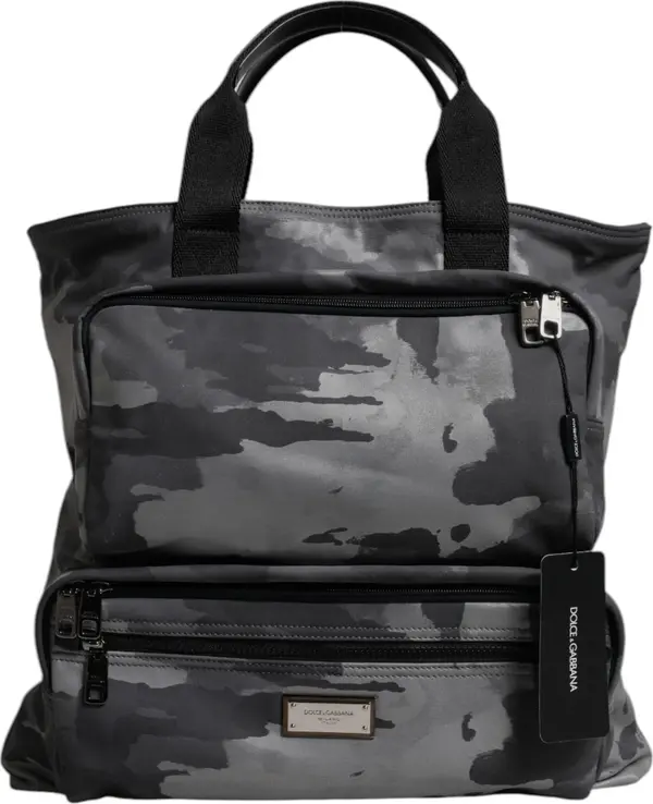 Black Camouflage Shoulder Strap Logo Plaque Bag