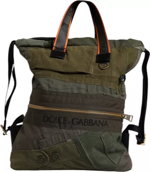 Military Green Patchwork Rucksack Backpack Bag
