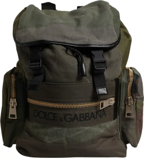 Military Green Patchwork School Backpack Bag