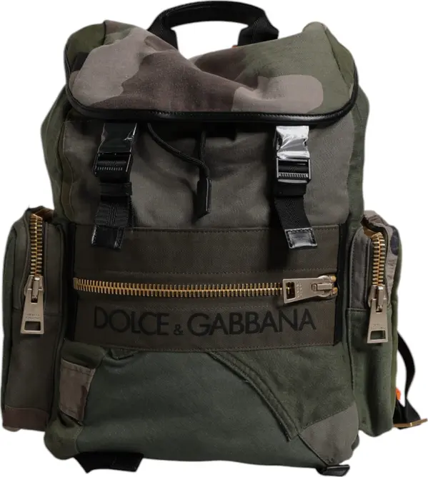 Military Green Patchwork Travel Backpack Bag