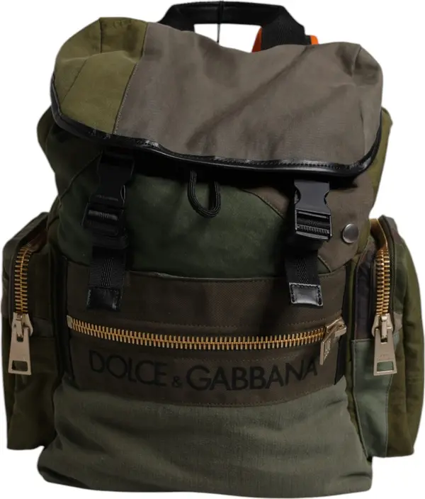 Military Green Patchwork Travel Backpack Bag