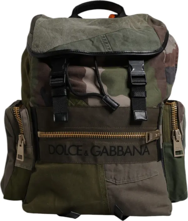 Military Green Patchwork School Backpack Bag