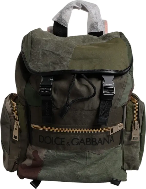 Military Green Patchwork Travel Backpack Bag