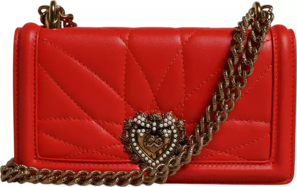 Red Quilted Devotion Crossbody Chain Phone Cover Bag