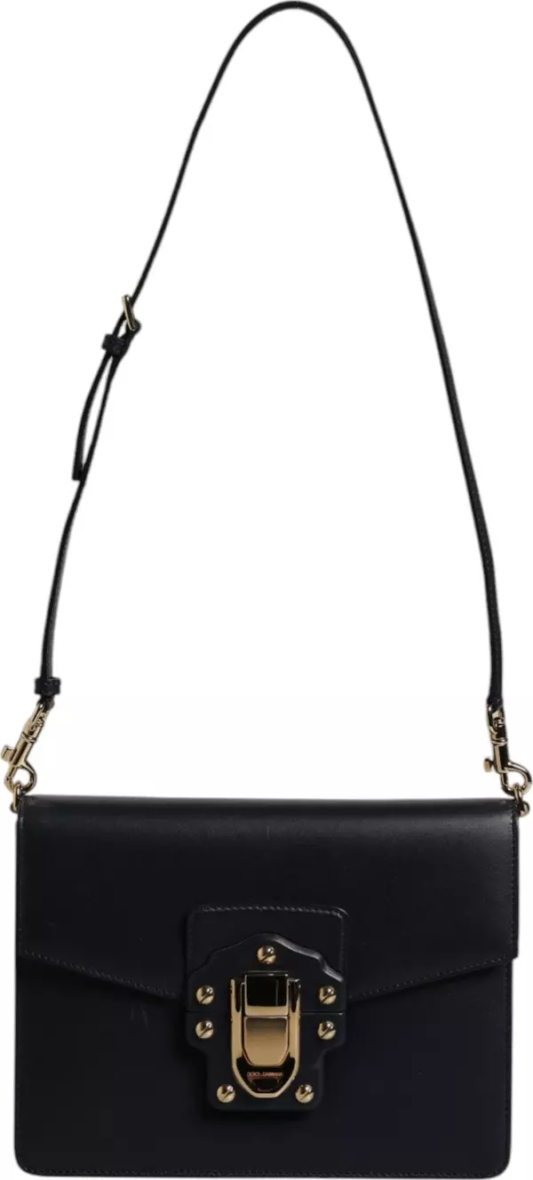 Black Calfskin Leather Shoulder Strap Bag