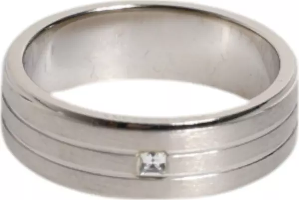 Silver Tone Brass Clear Crystal DG Logo Ring