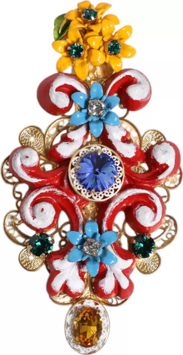 Multicolor Spring CARRETTO Gold Brass Crystal Hair Clip