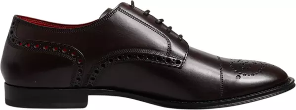 Maroon Calfskin Leather Derby Men Dress Shoes