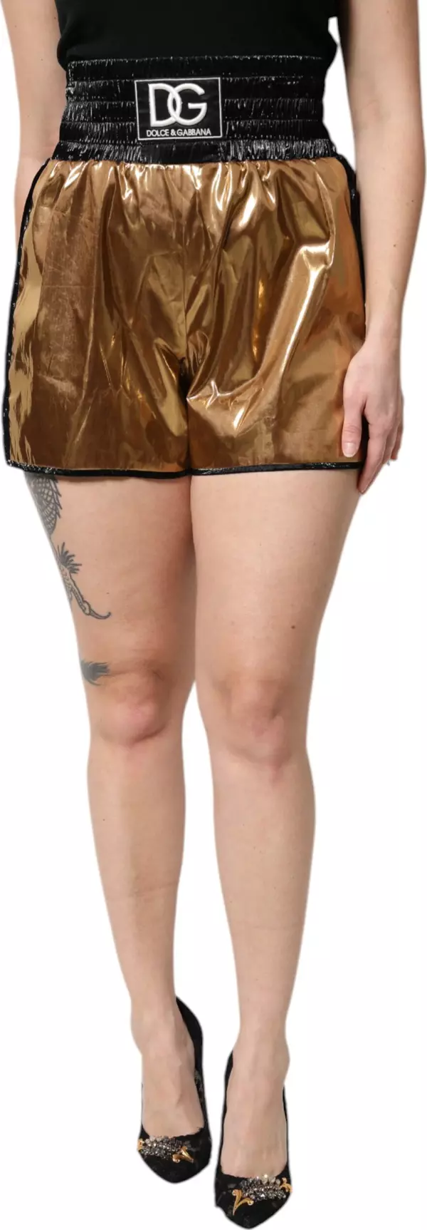 Metallic Gold High Waist Women Hotpants Short