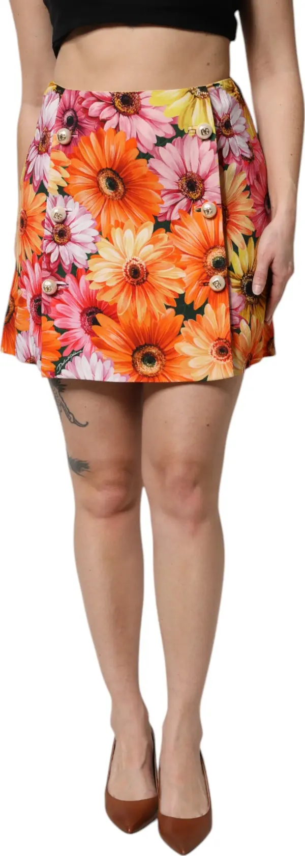Multicolor Floral High Waist Mini Skirt