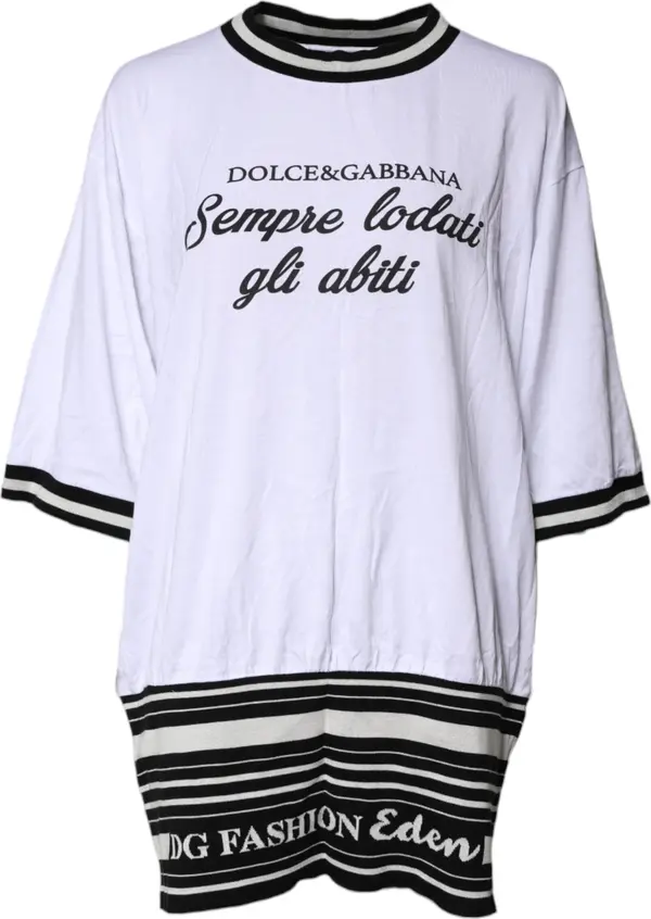 White Cotton DG Fashion Crew Neck Tee T-shirt