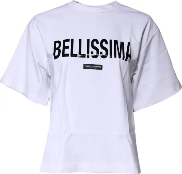 White Bellissima Cotton Crew Neck T-shirt