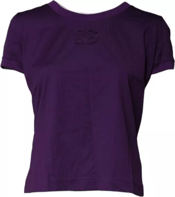 Violet Cotton Crewneck Short Sleeves T-shirt