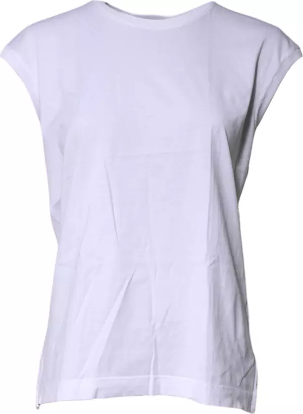 White Cotton Sleeveless Round Neck Tank Top