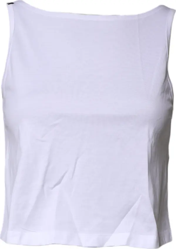 White Cotton Sleeveless Round Neck Tank Top