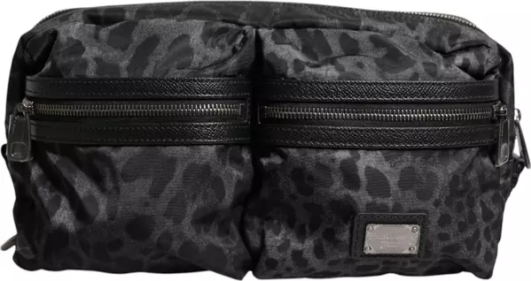Black Gray Leopard DG Logo Belt Waist Fanny Pack Bag
