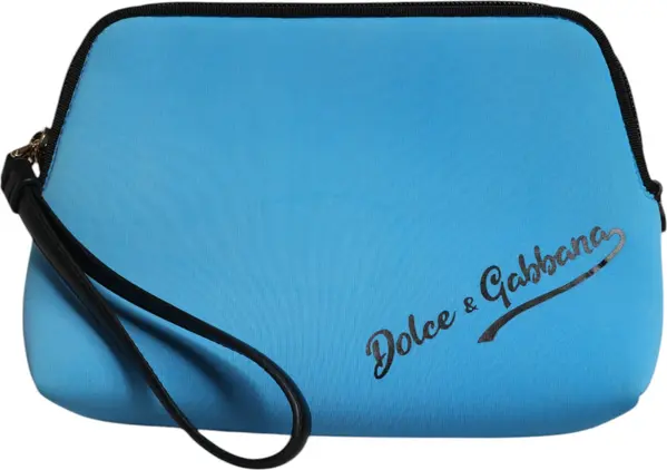 Blue DG Logo Print Clutch Zip Borse Pouch Bag