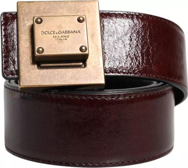 Brown Leather Gold Metal Buckle Classic Belt