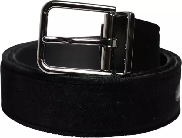 Black Cotton Silver Tone Metal Buckle Belt