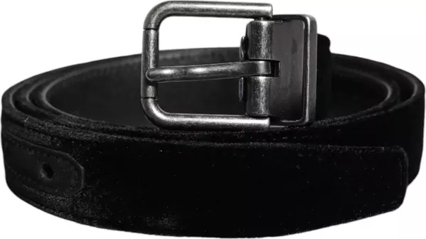 Black Leather Metal Buckle Classic Belt