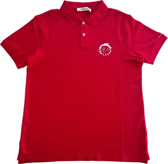 Red Cotton Men Polo Shirt