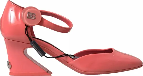 Peach Leather Ankle Strap Heels Sandals Shoes