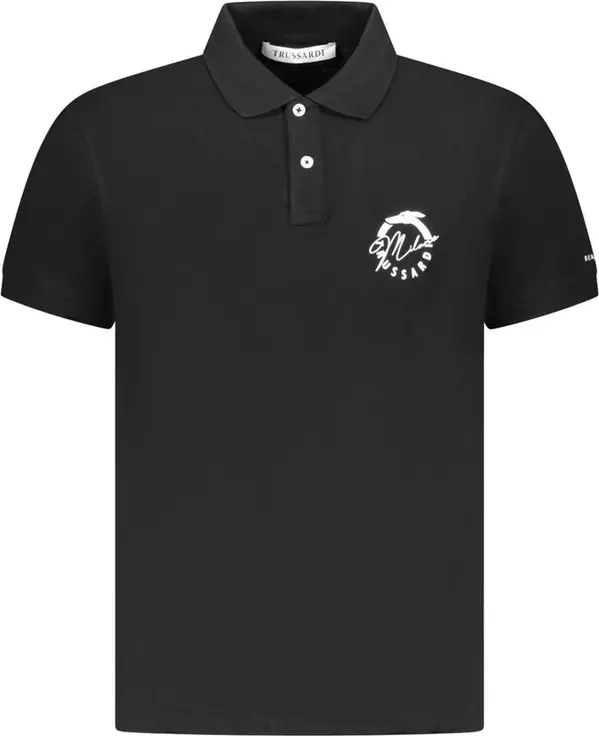 Black Cotton Men Polo