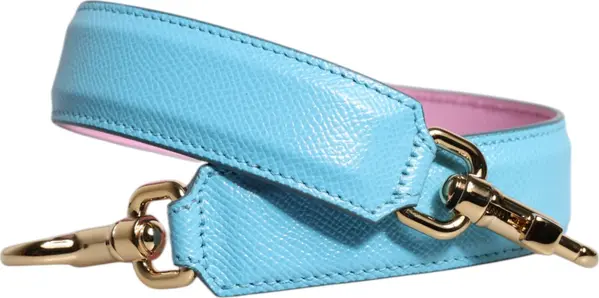 Pink Blue Leather Handle Bag Shoulder Strap