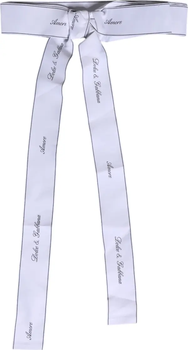 White Waist Ribbon Wide Bow Logo Belt