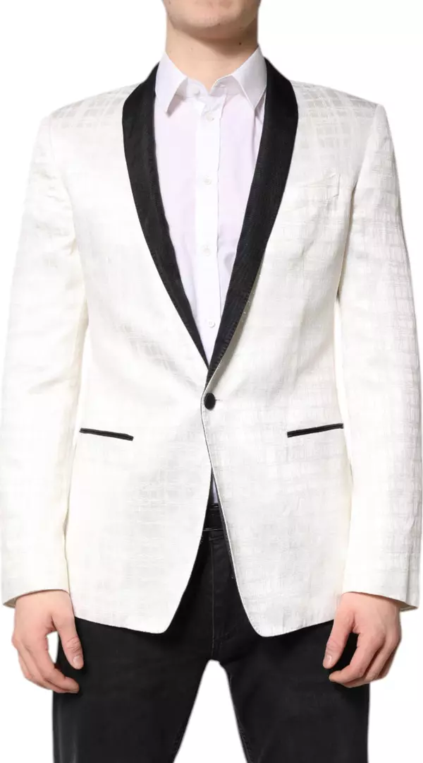 White Black Single Breasted Coat Blazer Suit