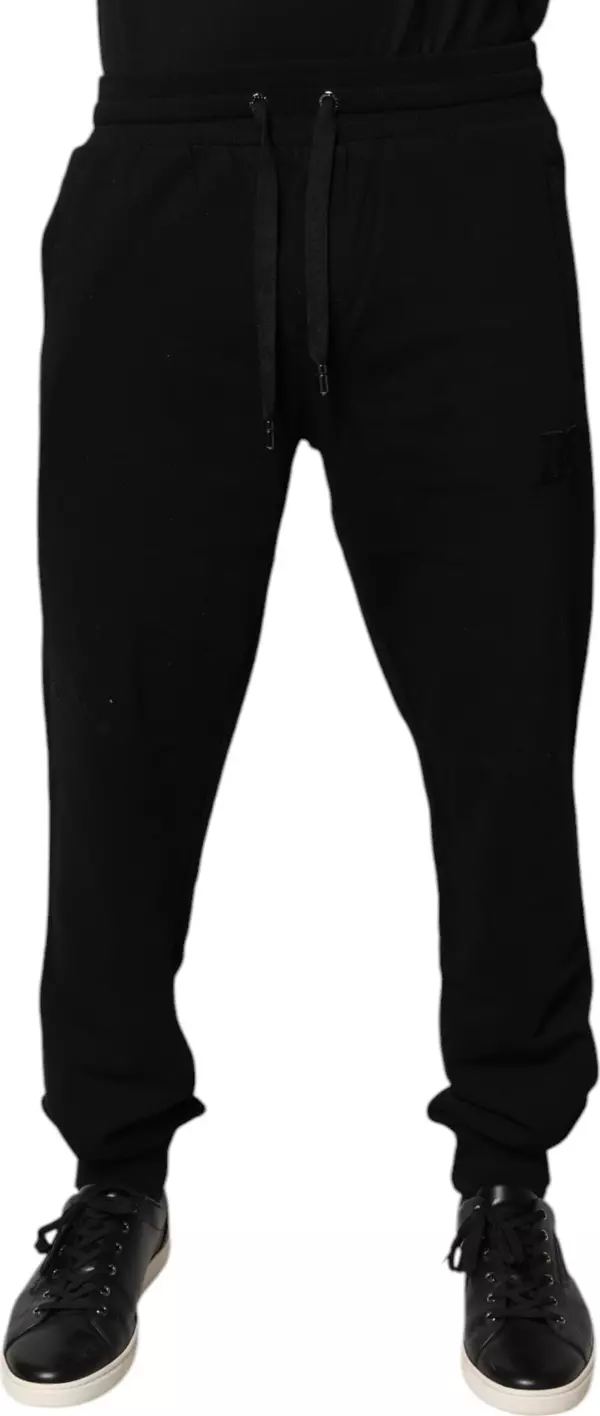 Black Cotton Mid Waist Jogger Sweatpants Pants