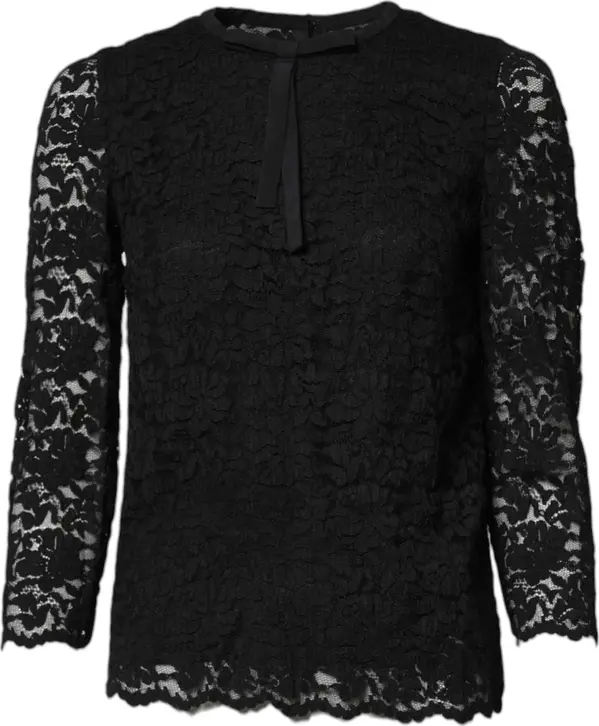 Black Lace STAFF Crew Neck Long Sleeves Top