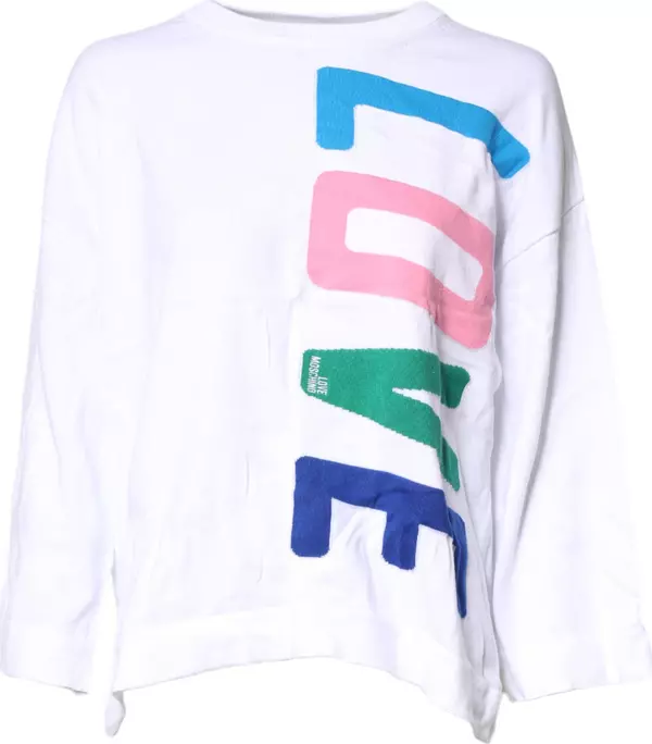White Graphic Print Cotton Long Sleeves T-shirt