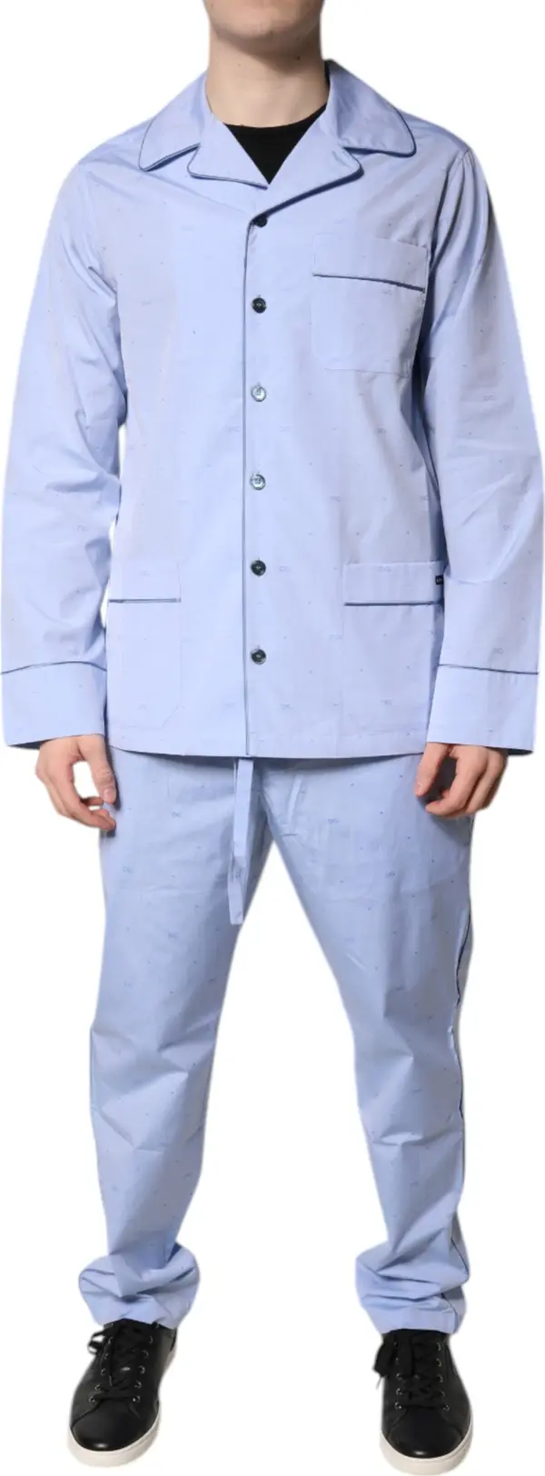 Light Blue DG Logo Cotton Men Pajama Set Sleepwear