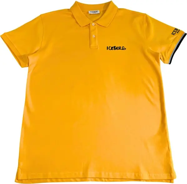 Yellow Cotton Men Polo Shirt