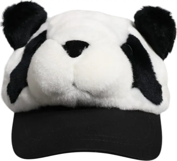 Black White Panda Fur Women Baseball Cap