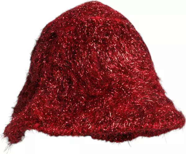 Red Viscose Tinsel Wide Brim Bucket Hat