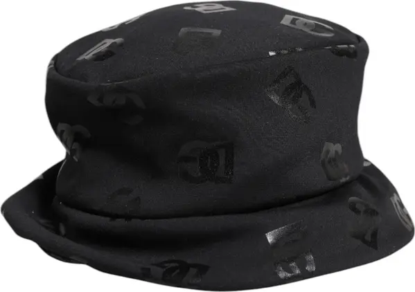 Black DG Monogram Polyester Jacquard Bucket Hat