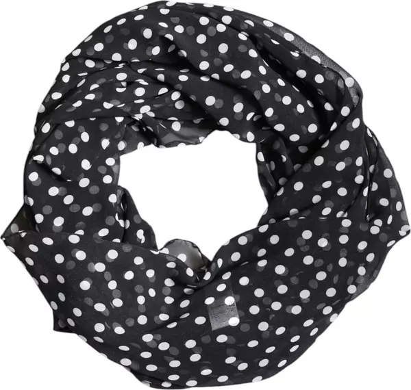 Black Polka Dots Polyester Wrap Shawl Scarf