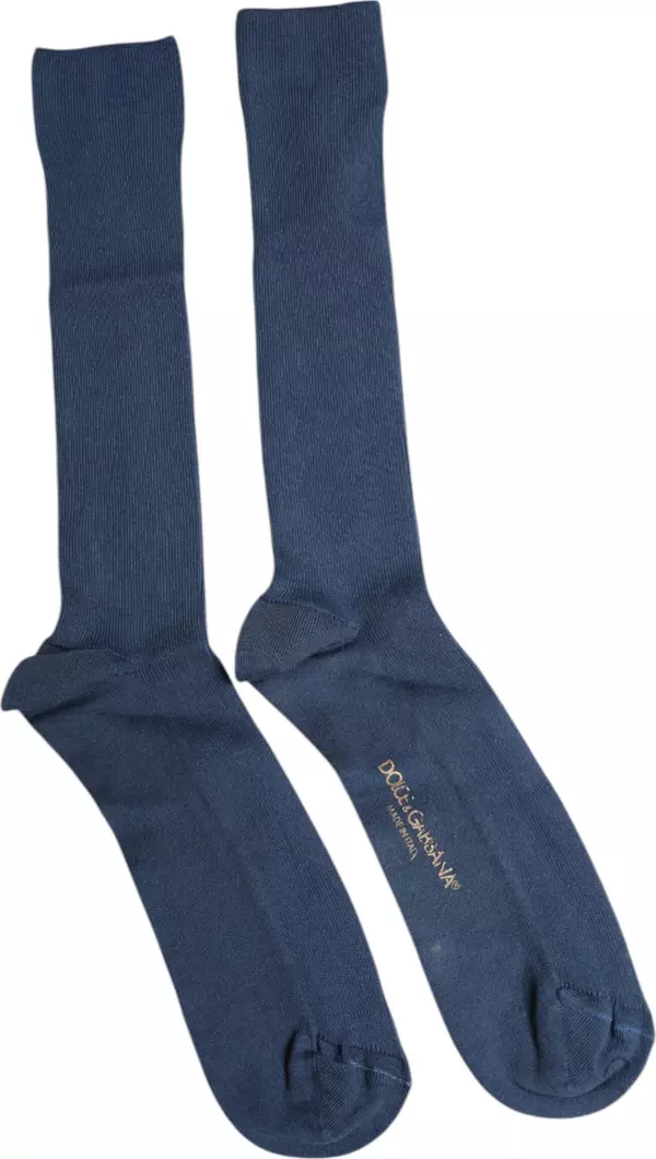 Blue Cotton DG Logo Over The Calf Socks