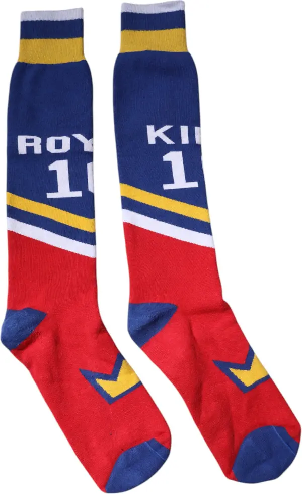 Multicolor Printed Cotton Over Calf Socks