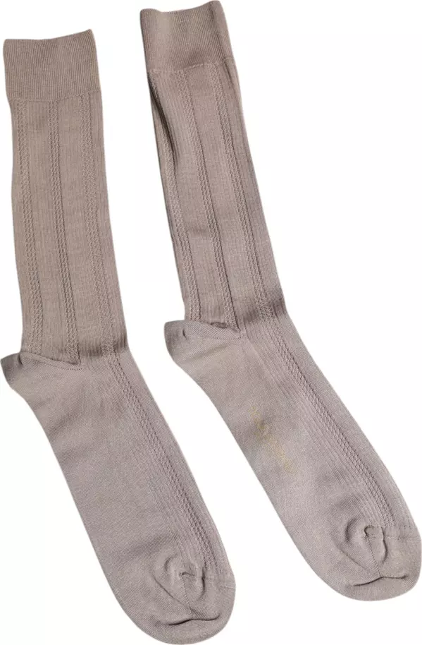 Brown Cotton Stretch Logo Over Calf Socks
