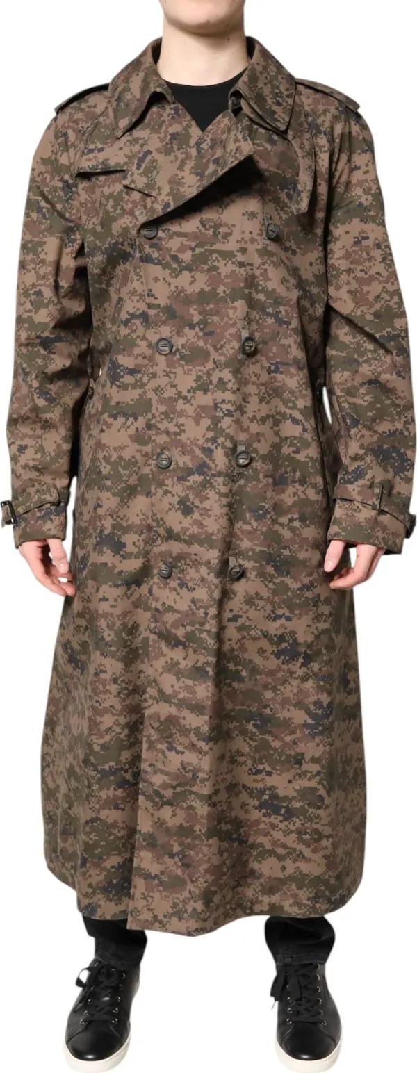 Multicolor Camouflage Double Breasted Coat Jacket