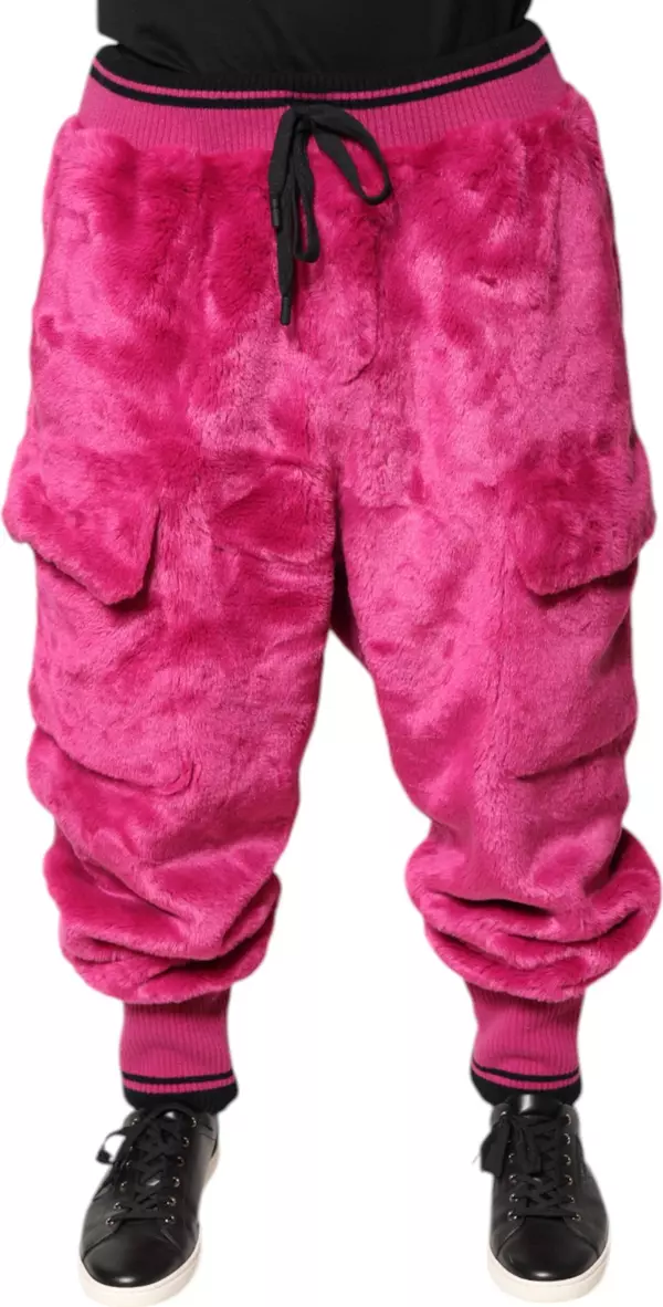 Pink Acrylic Cargo Jogging Sweatpants Pants