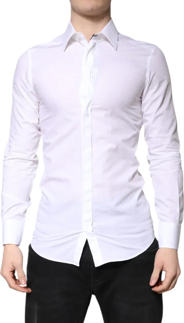 White Cotton GOLD Dress Formal Collared Shirt