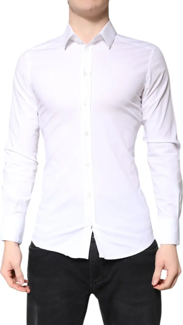 White Cotton GOLD Dress Formal Collared Shirt