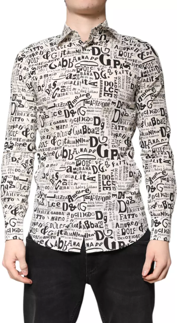 White Black Logo MARTINI Men Casual Shirt